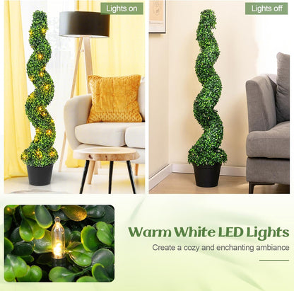Charming Artificial Spiral Boxwood Topiary Home Decor Bundle