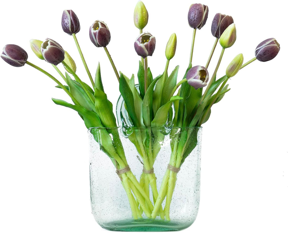 15 Pcs Artificial Tulips Flowers, Latex Bouquet, Fake Tulips for Office Wedding Party Home Kitchen Garden Decoration (White, 15 Pcs)
