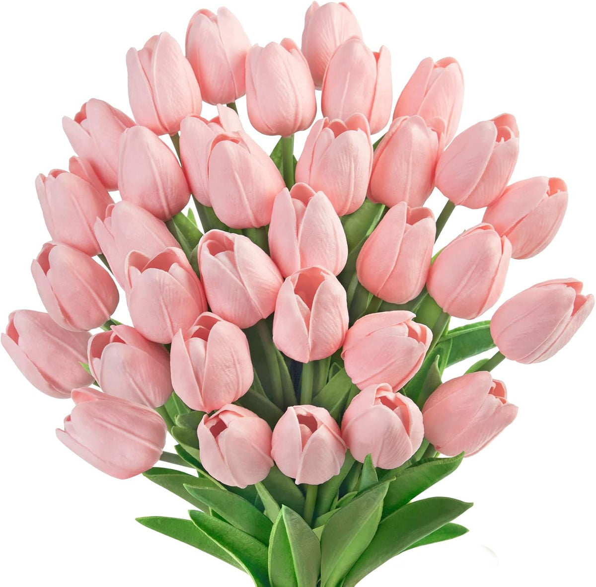 Ouddy Decor 30 Pcs Pink Tulips Artificial Flowers Real Touch PU Faux Flowers Fake Tulips Stems for Spring Summer Bouquet Floral Room Table Party Wedding Easter Mothers Gifts Home Decorations