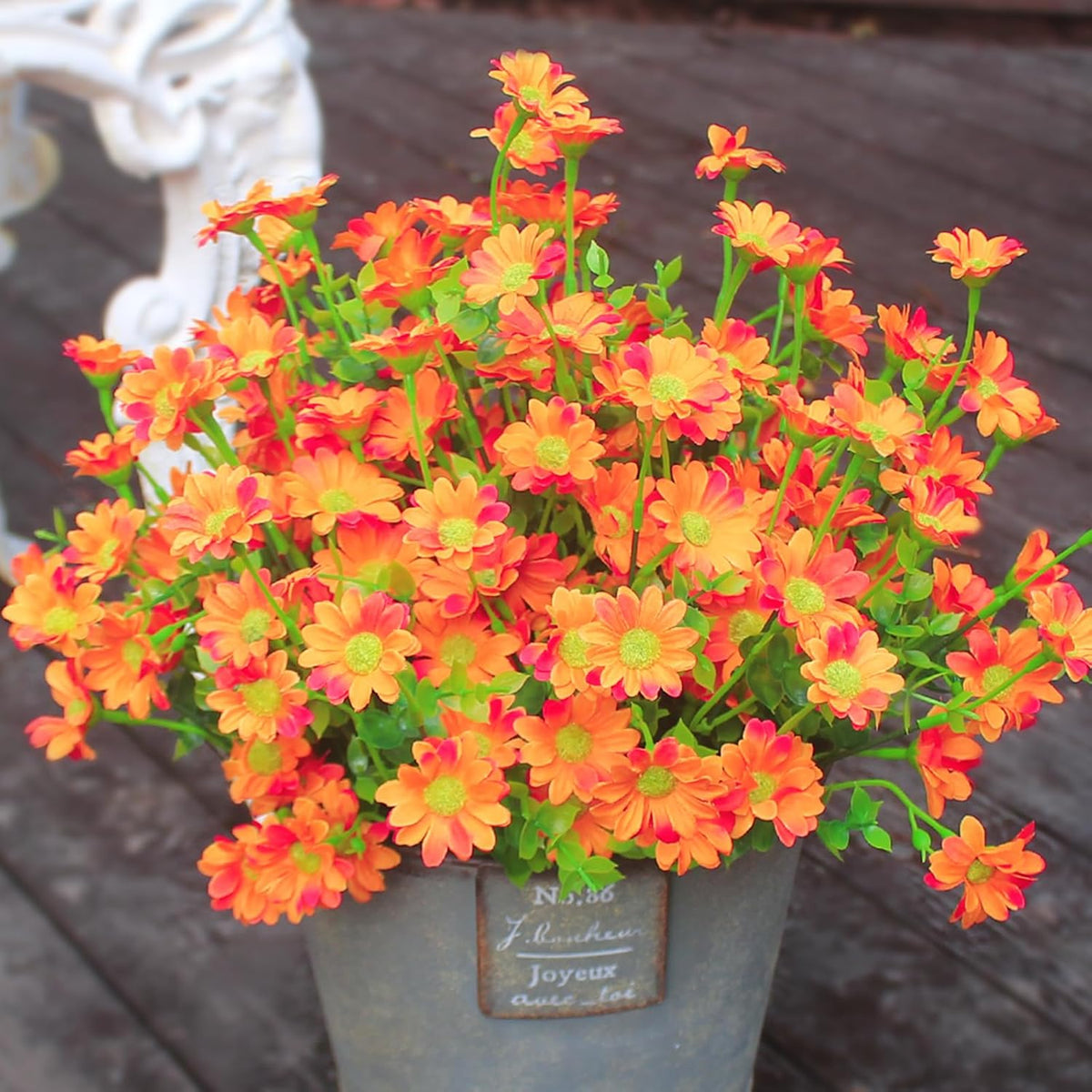 Artificial Plants & Flowers Outdoor 16 Bundles Fade Resistant Wildflowers Fake Daisy Outside Colorful Flowers Spring Summer Decorations for Planter Front Porch Decor(16 Bundles 3 Colors)