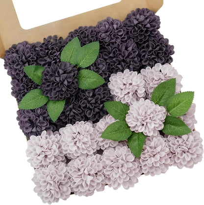 Artificial Flowers, Realistic 50 Pcs Artificial Rose for DIY Wedding Bouquets Centerpieces Arrangements, Sage Green Dahlia Flowers with Stem for Bridal Shower Party Home Decorations