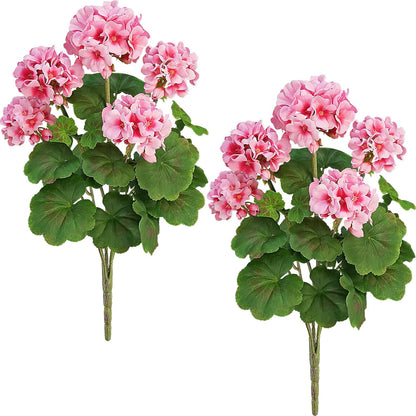 18" Artificial Geraniums for Outdoors, UV Resistant Red Silk Flowers for Window Box Porch Patio Garden Decor, Waterproof Ruby Red