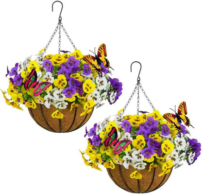 Artificial Flowers for Outdoor, UV Resistant Fake Pansy Flowers, Silk Faux Fowers for Outside Planters Home Garden Office Patio Front (18 Bundles)