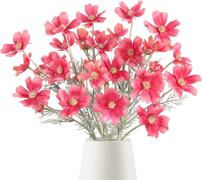 6 Pcs Cosmos Silk Flowers 24" Wild Flowers Artificial Fake Flowers Arrangement for Wedding Party Kitchens Home Decoration (Burgundy)