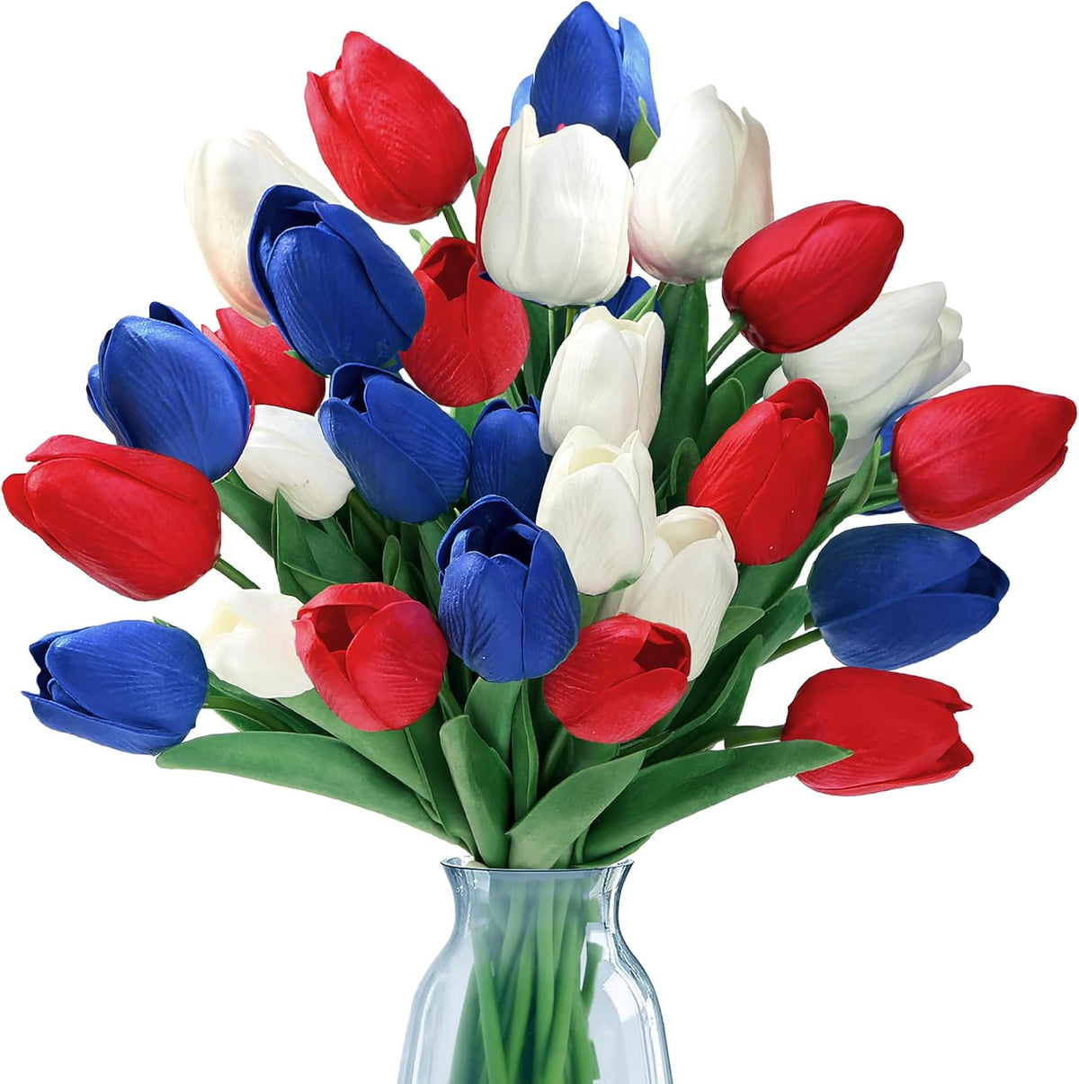 Sggvecsy 30 Pcs Fake Tulips Artificial Flowers Real Touch PU Faux Flowers Tulip Stems for Wedding Spring Bouquet Floral Arrangement Home Office Party Decorations for Mother's Day (Multi Colors)