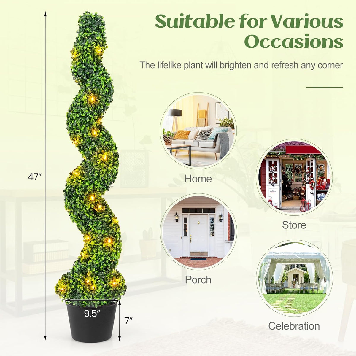 Charming Artificial Spiral Boxwood Topiary Home Decor Bundle