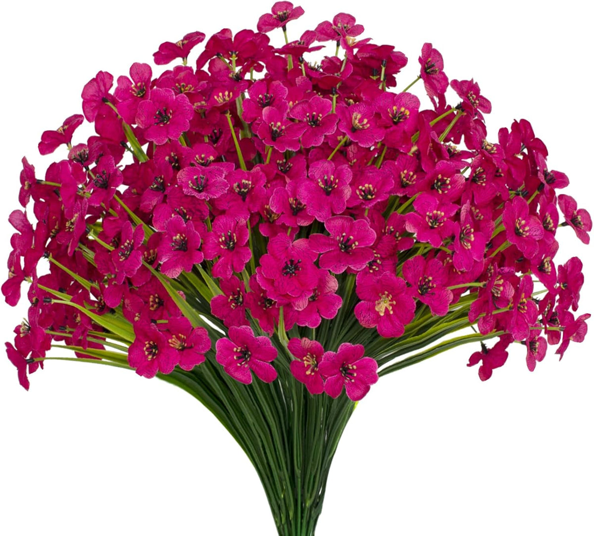 15 Bundles Artificial Flowers UV Resistant Outdoor Plants No Fade Faux Plastic Shrubs Fake Silk Flowers Window Box Garden Porch Home Decoration(Purple)