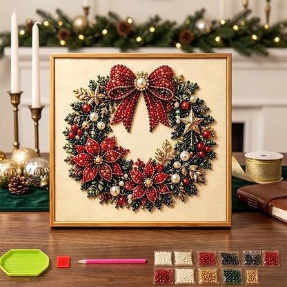DIY Christmas Pearl Diamond Painting Art Kit with Frame, Festive Handmade Home Wall Decor