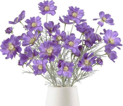 6 Pcs Cosmos Silk Flowers 24" Wild Flowers Artificial Fake Flowers Arrangement for Wedding Party Kitchens Home Decoration (Burgundy)