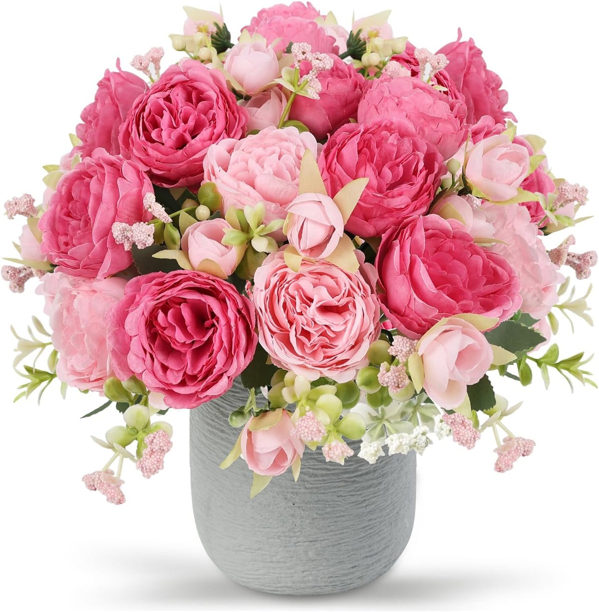 Artificial Peonies Silk Flowers, 4 Bundles Faux Peony Bouquet for Farmhouse Home Decor, Light Pink