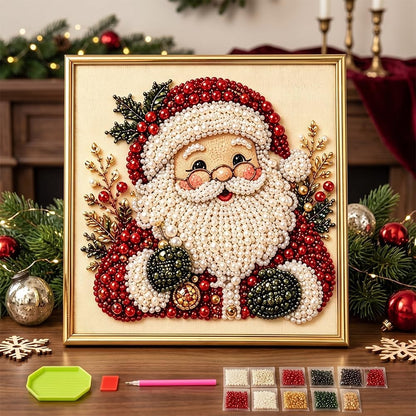 DIY Christmas Pearl Diamond Painting Art Kit with Frame, Festive Handmade Home Wall Decor