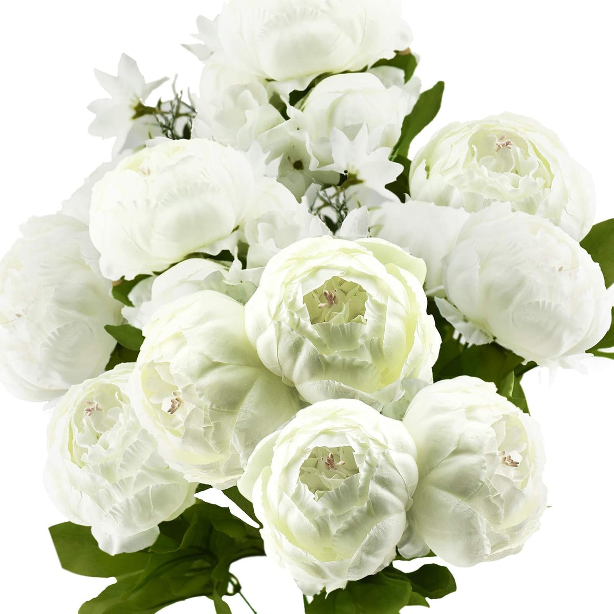 FiveSeasonStuff Artificial Peonies Bouquet – Set of 2 Whimsical Lavender Bliss Silk Flowers, Purple and White Blooms, Multiple Stems per Main Stem, for Weddings, Home Decor, DIY Floral Arrangements