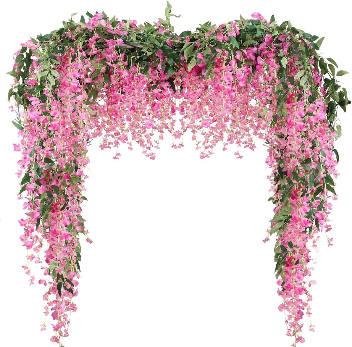 Veryhome 3Pcs 7.2Ft/Piece Artificial Flowers Wisteria Garland Artificial Wisteria Vine Hanging Flower Greenery Garland for Home Garden Outdoor Wedding Arch Floral Decor (White)