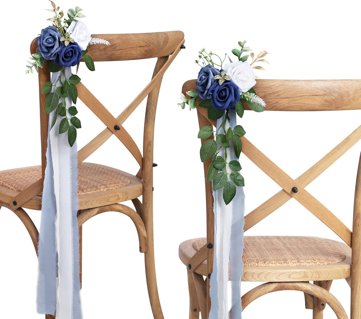 Lifelike White Wedding Pew Eucalyptus Home Decor Bundle