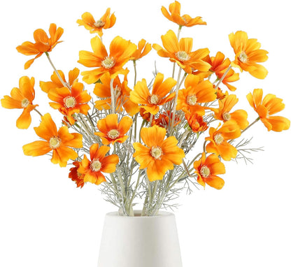6 Pcs Cosmos Silk Flowers 24" Wild Flowers Artificial Fake Flowers Arrangement for Wedding Party Kitchens Home Decoration (Burgundy)