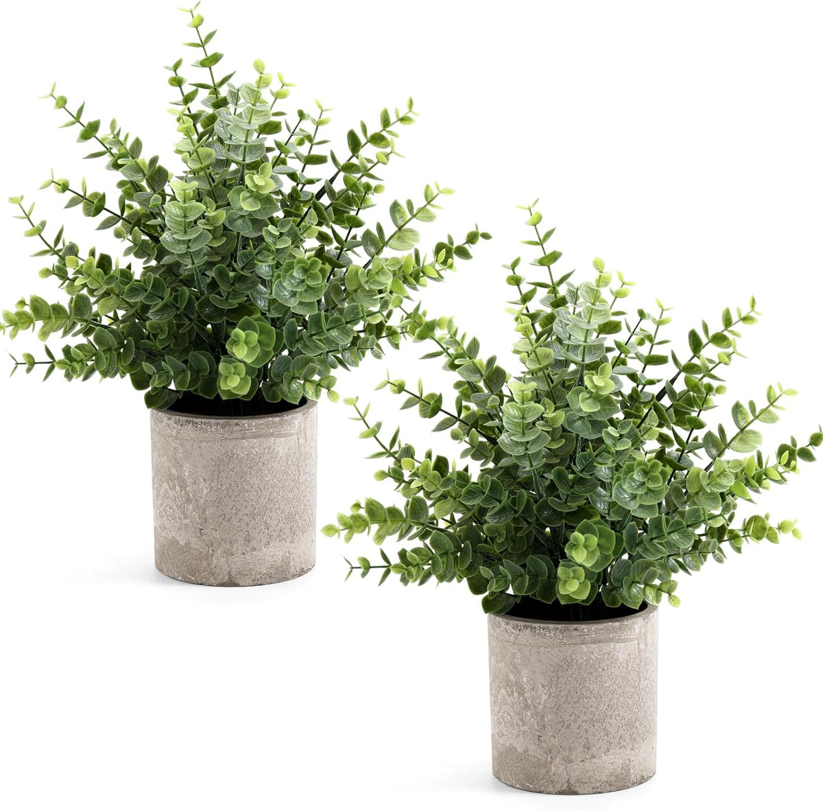 2 Pack Small Fake Plants Eucalyptus Potted Artificial Plants for Shelf Desk Home Bathroom Farmhouse Room Coffee Table Decor (Sage Green)
