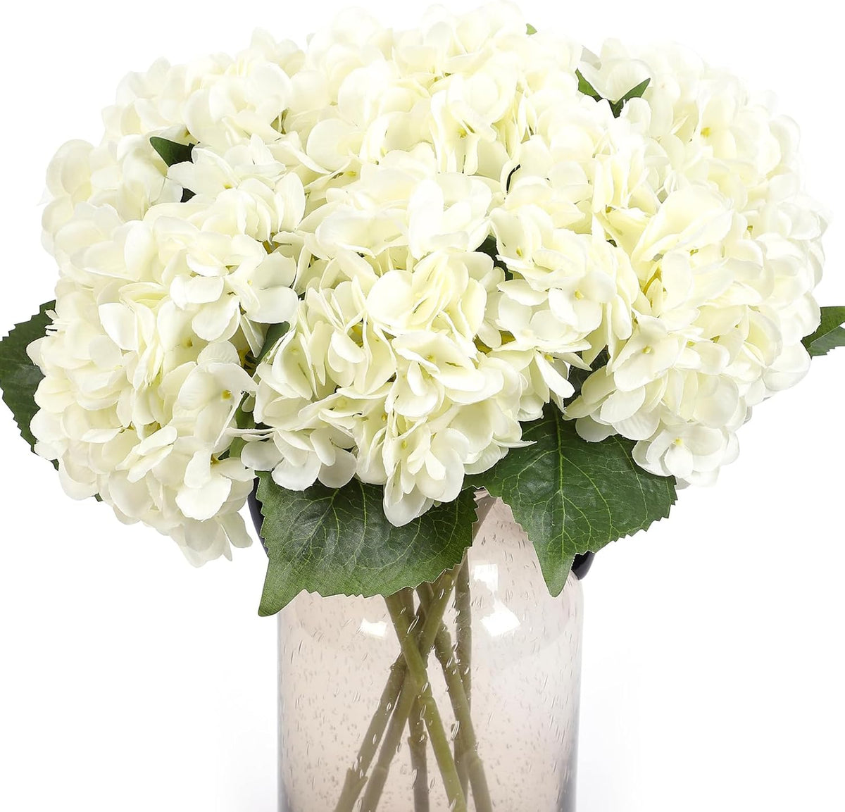 6 Pcs White Hydrangea Artificial Flowers Silk Fake Hydrangeas with Stems for Wedding and Home Decor