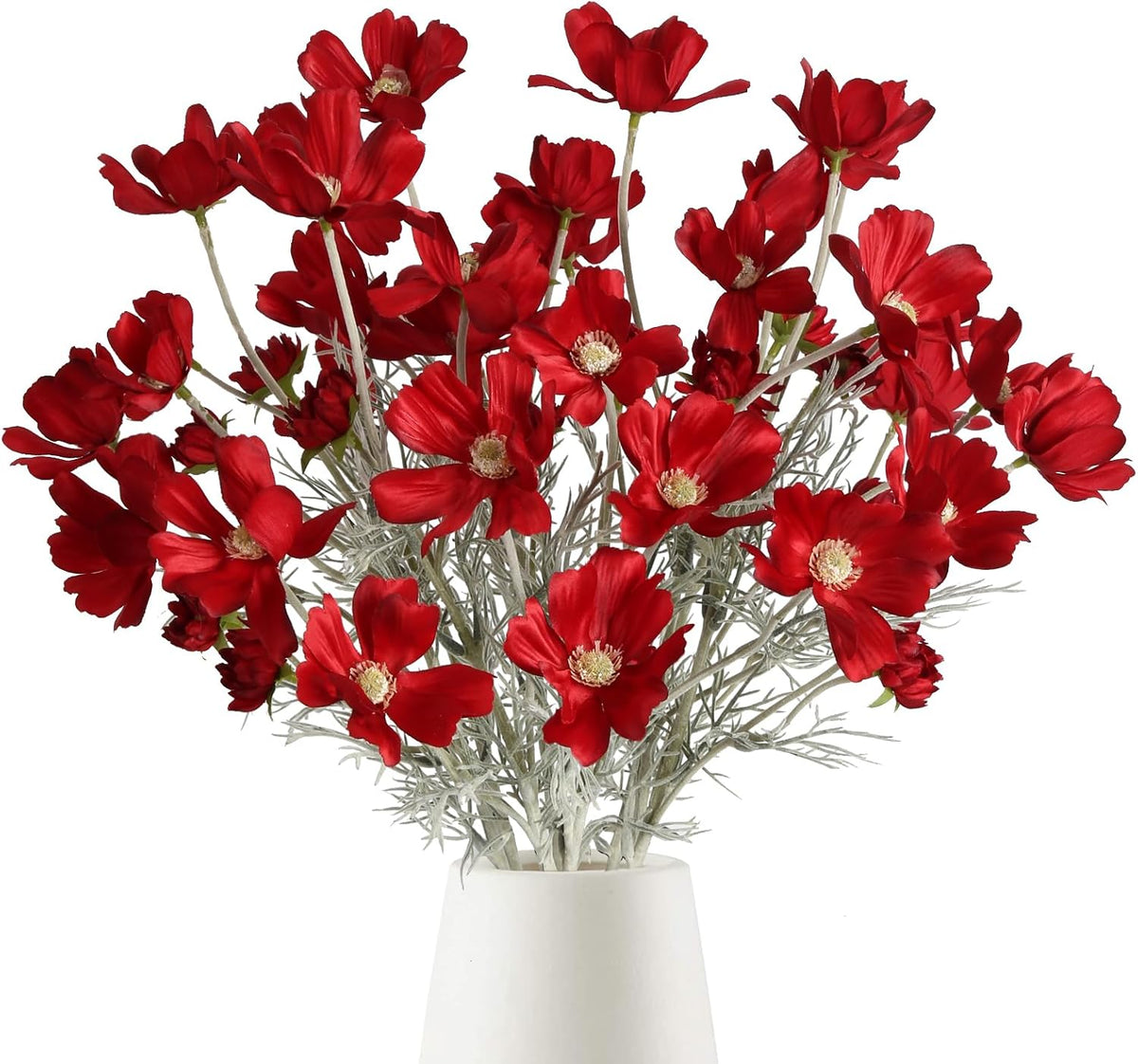 6 Pcs Cosmos Silk Flowers 24" Wild Flowers Artificial Fake Flowers Arrangement for Wedding Party Kitchens Home Decoration (Burgundy)