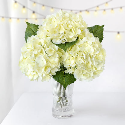 4 Pcs Real Touch White Hydrangeas Artificial Flower 21 inches Realistic Faux Latex Hydrangeas Flower for Home Decor Kitchen Living Room Spring Table Wedding Xmas Arrangement
