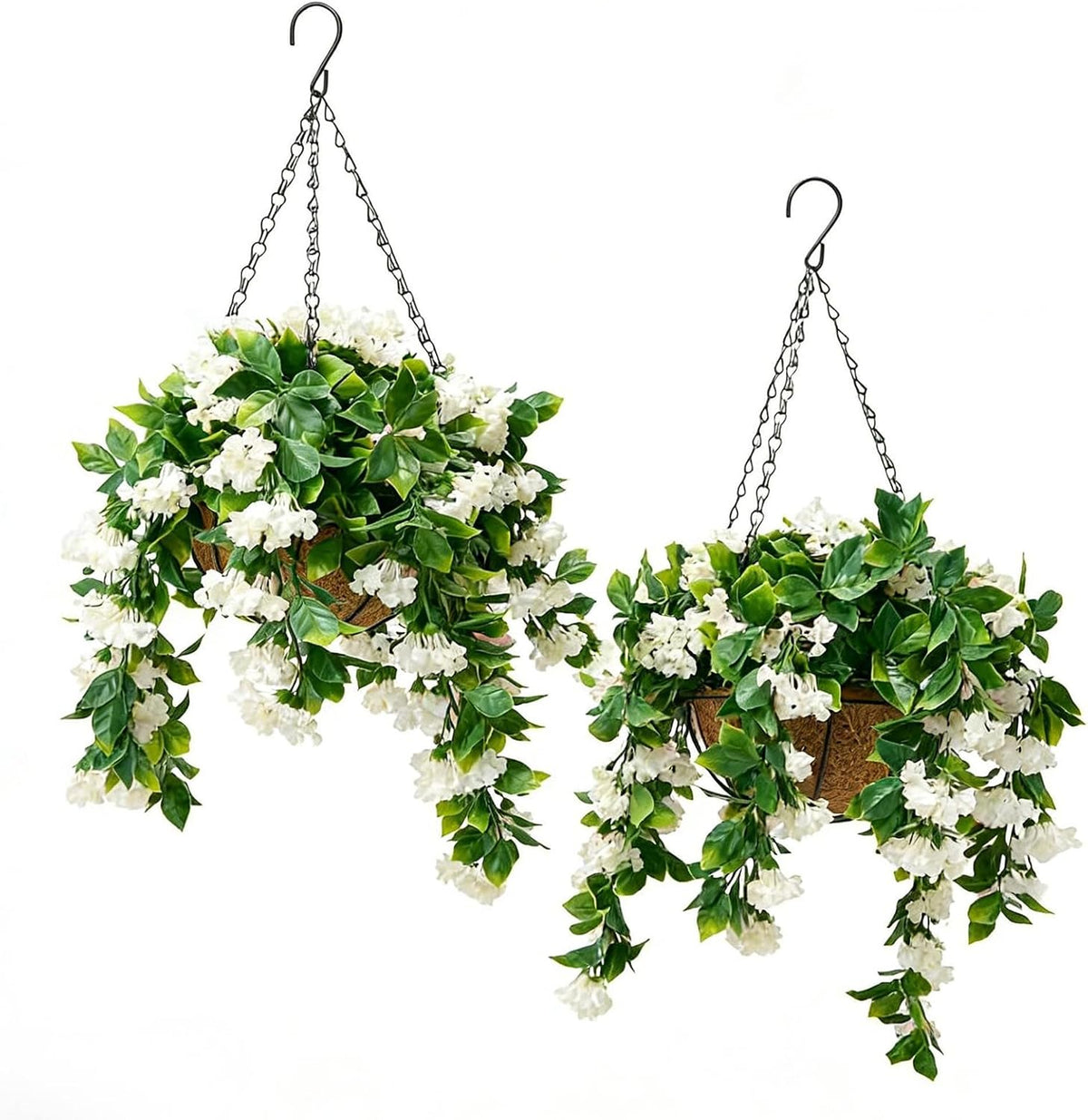 15" Faux Crepe Myrtle Hanging Baskets - Set of 2, Artificial Hanging Plants Flowers for Outdoors, No Maintenance Required, No Watering Needed. Brighten Your Porch Instantly! (Pink)