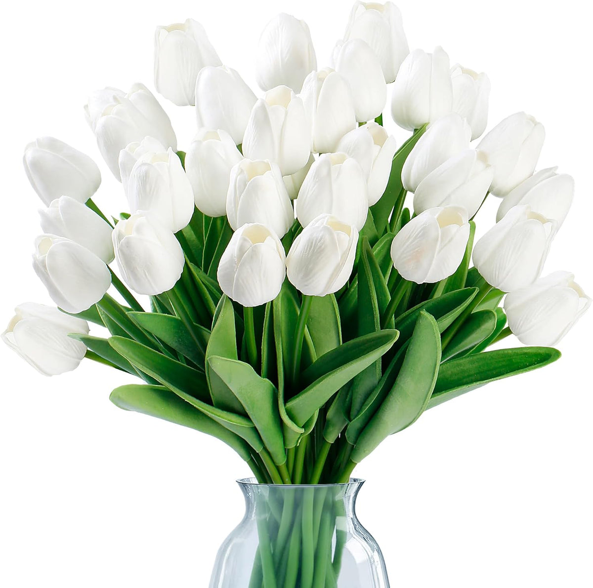 Sggvecsy 30 Pcs Fake Tulips Artificial Flowers Real Touch PU Faux Flowers Tulip Stems for Wedding Spring Bouquet Floral Arrangement Home Office Party Decorations for Mother's Day (Multi Colors)