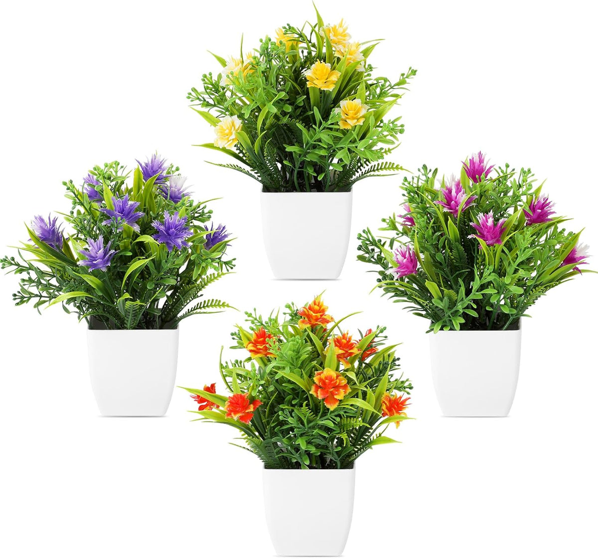 3 Pack Life-Like Potted Fake Plant, Artificial Plants Indoor, Artificial Frost-Hung Green Plants, Eco-Friendly Gray Pot, No Need for Maintenance，Ideal Decor for Home and Office