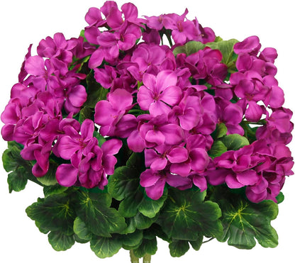 2 Pcs Artificial Geraniums for Outdoor Silk Geranium Flowers White Artificial Geranium Bush Faux Flowers Geraniums Branch for Garden Patio Grave Cemetery Vase Table Centerpiece Indoor Decor