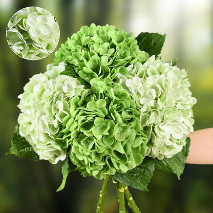 Waipfaru 21" Real Touch Blue Hydrangea Artificial Flowers with Long Stem & Leaves, Full Latex Faux Hydrangea Flowers for Home Decor Party Floral Arrangements Wedding Bouquets Centerpieces, 4Pcs