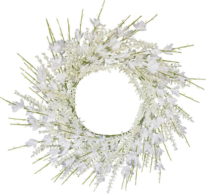 18 Inch Blue Faux Hydrangea Half Wreath, Spring Summer Year-Round Floral Wreaths Decor, Romantic Blooming Accent for Front Door, Porch, Living Room, Bedroom, Wall, Wedding Decorations
