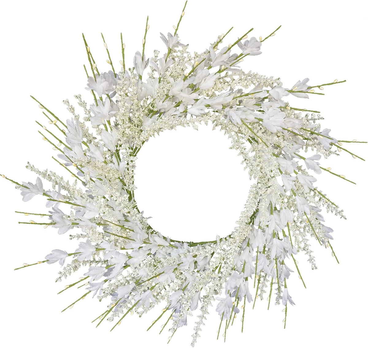Spring Summer Wreaths for Front Door, 20 Inch Artificial Wreaths with Hydrangea Floral, Floral Wreath for Porch Wall Window Wedding Decor, All Season Wreaths for Home Outdoor Decoration