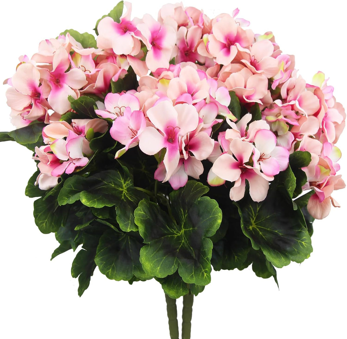 2 Pcs Artificial Geraniums for Outdoor Silk Geranium Flowers White Artificial Geranium Bush Faux Flowers Geraniums Branch for Garden Patio Grave Cemetery Vase Table Centerpiece Indoor Decor