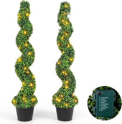 Charming Artificial Spiral Boxwood Topiary Home Decor Bundle