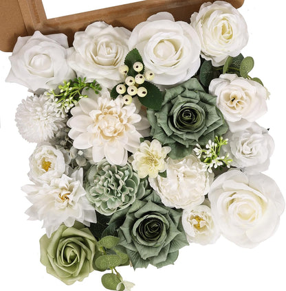 Artificial Flowers Combo Pink Roses with Stems Bouquets Box Set Bridal Wedding Shower Decorations Fake Floral for Party Table Centerpieces Home Decor