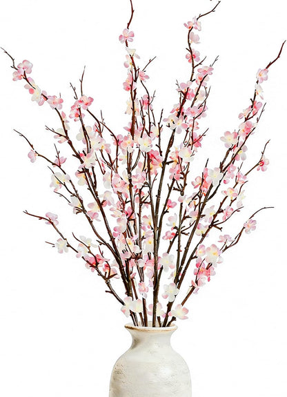 4 Pcs Cherry Blossom Branches 39 Inch White Fake Flowers Spring Decorations for Home Decor, Artificial Flowers Long Stem Branches for Vase Wedding Office Party Table Decor Centerpieces