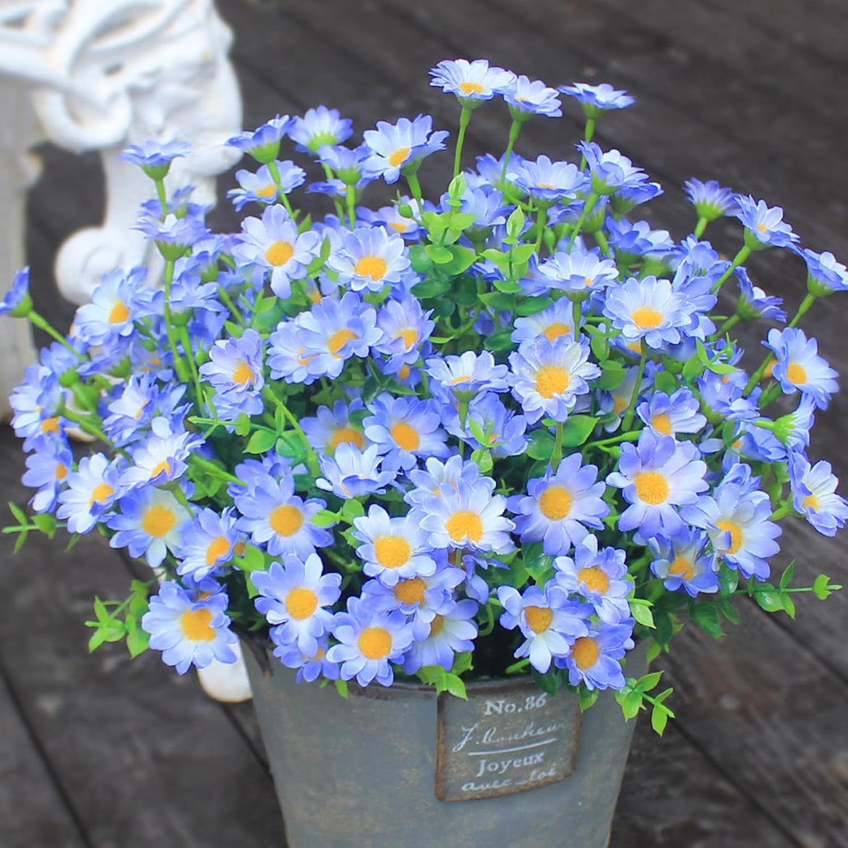 Artificial Plants & Flowers Outdoor 16 Bundles Fade Resistant Wildflowers Fake Daisy Outside Colorful Flowers Spring Summer Decorations for Planter Front Porch Decor(16 Bundles 3 Colors)