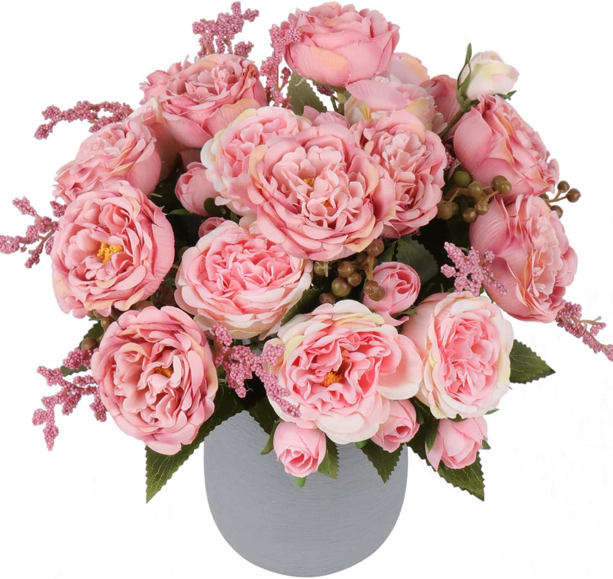 Artificial Peonies Silk Flowers, 2 Bundles Pink Faux Peony Bouquet for Home Wedding Decor