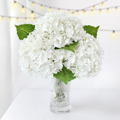 4 Pcs Real Touch White Hydrangeas Artificial Flower 21 inches Realistic Faux Latex Hydrangeas Flower for Home Decor Kitchen Living Room Spring Table Wedding Xmas Arrangement