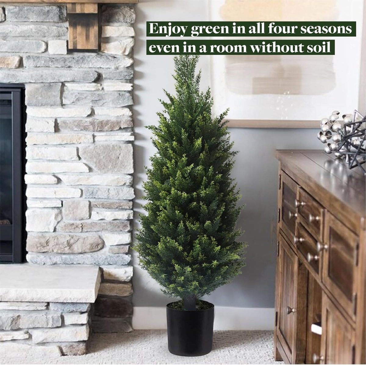 Stylish Artificial Cedar Topiary Pine Home Decor Accent
