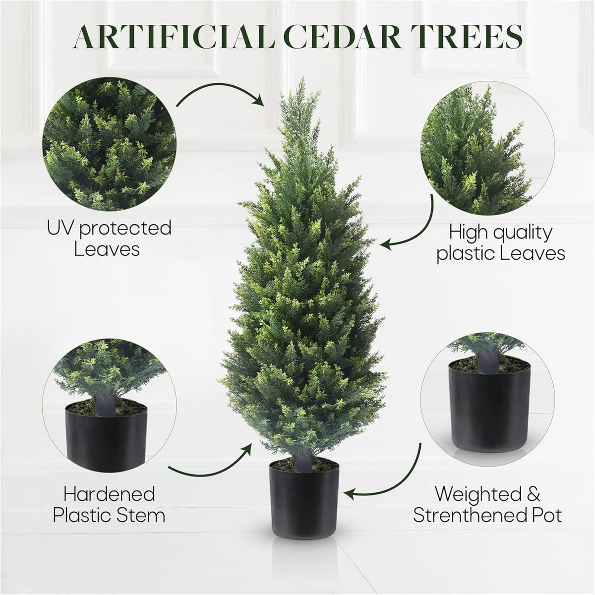 Stylish Artificial Cedar Topiary Pine Home Decor Accent
