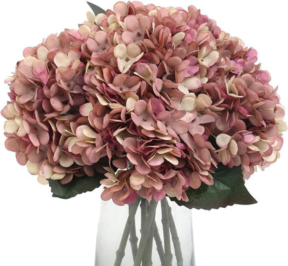 6 Pcs White Hydrangea Artificial Flowers Silk Fake Hydrangeas with Stems for Wedding and Home Decor