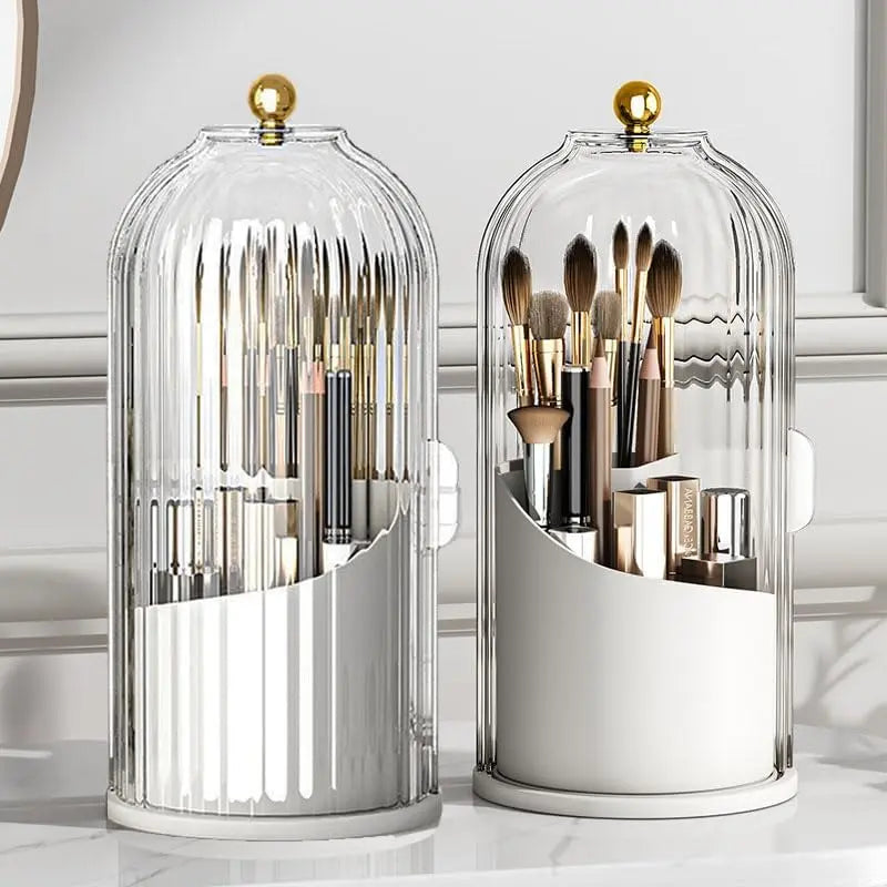 Modern Durable Acrylic Toothbrush Holder with 360-Rotating Transparent Cover