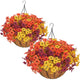 2 Pcs Autumn Pansy Artificial Hanging Flower Baskets for Front Porch, Garden and Patio Decor
