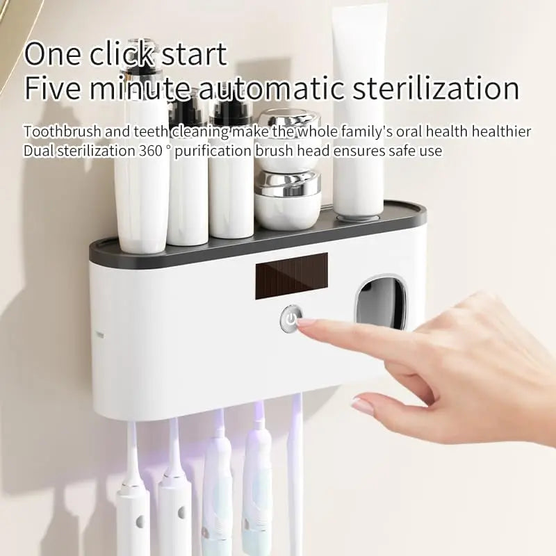 Wall-Mounted Multifunctional Bathroom Organizer - Adhesive No-Drilling Toothbrush Holder