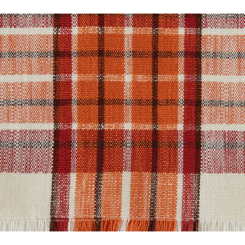 Pumpkin Spice Plaid Table Runner - 14" x 72" Autumn Harvest Table Decor