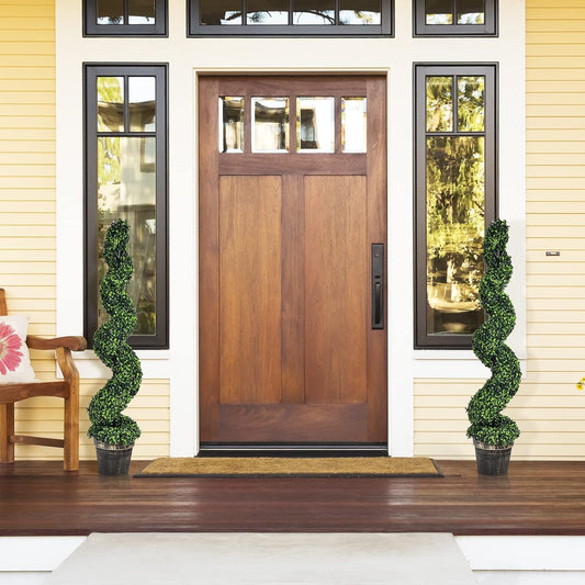 Charming Artificial Spiral Boxwood Topiary Home Decor Bundle