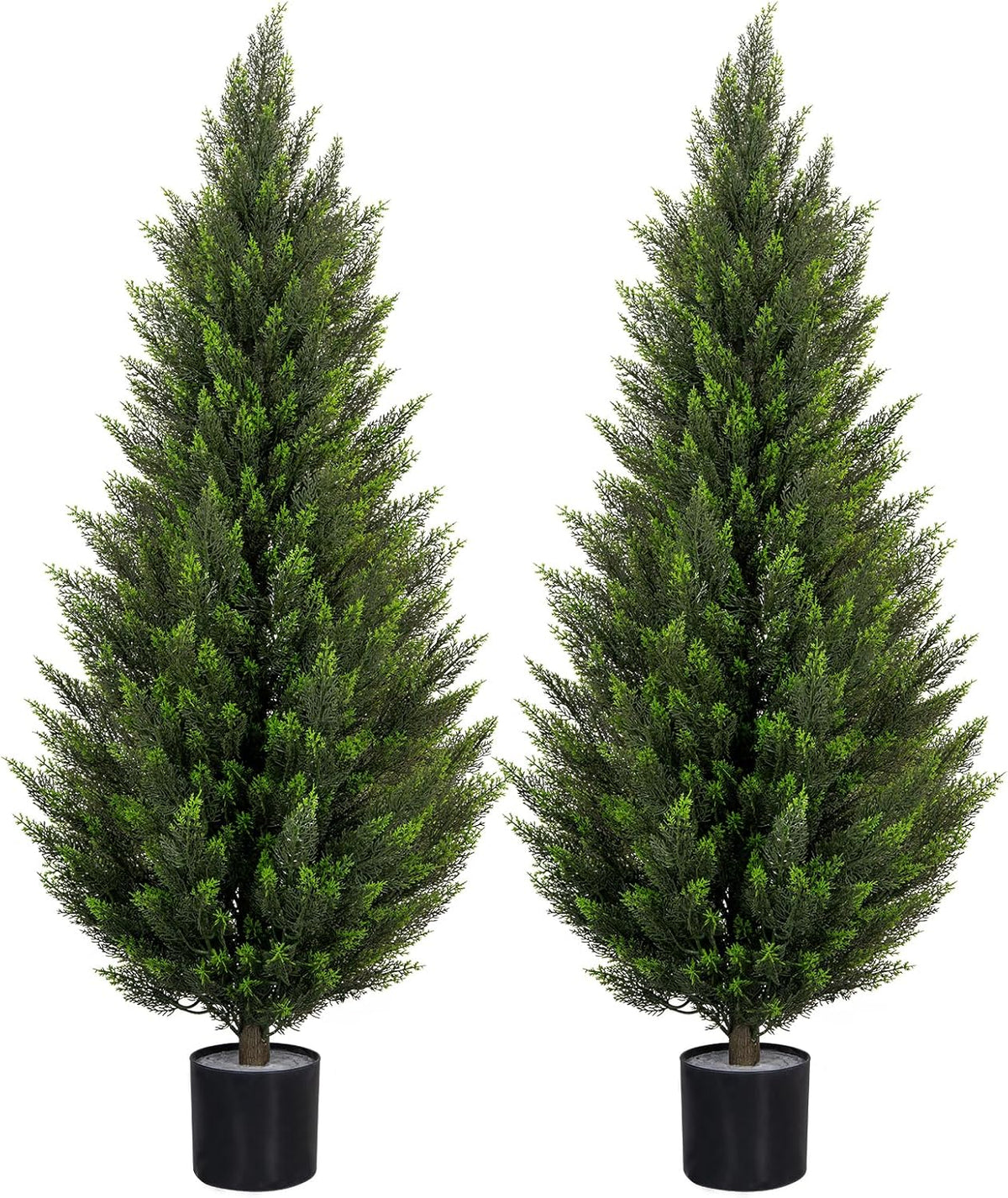 3FT UV-Resistant Artificial Triple Ball Boxwood Topiary Set of 2, All-Weather Outdoor & Indoor Decor for Garden, Porch, Entryway