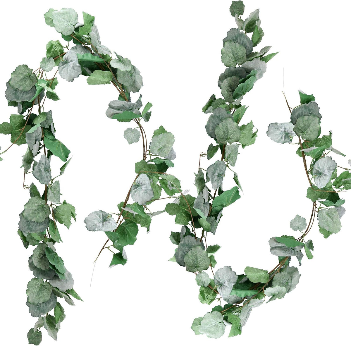 FiveSeasonStuff Artificial Natural Green Willow Garlands, Bendable Greenery Vine Leaves for Wedding Home Decoration (2 Pcs, 11.8 feet)