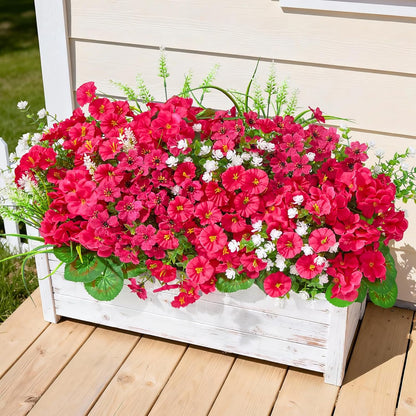 16 Bundles Artificial Flowers for Outdoors, UV Resistant Silk Faux Flowers for Outside Planters, Garden, Porch, Yard, Home Decor (Mixed Color)
