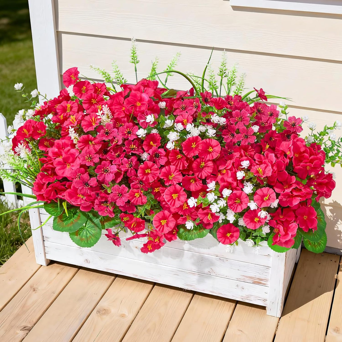 16 Bundles Artificial Flowers for Outdoors, UV Resistant Silk Faux Flowers for Outside Planters, Garden, Porch, Yard, Home Decor (Mixed Color)