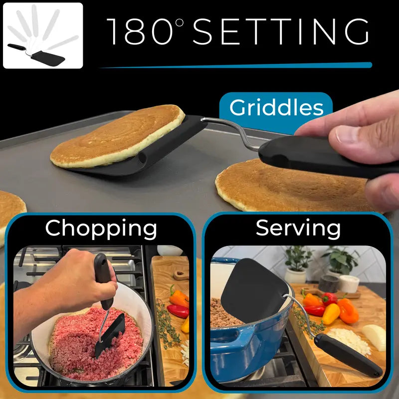 Adjustable Angle Spatula with 2 PPSU Heads - BPA-Free Kitchen Gadget for Air Fryers and Griddles